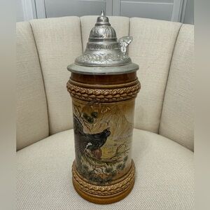 Vintage Gerz German Beer Stein Ceramic W/ Pewter Lid